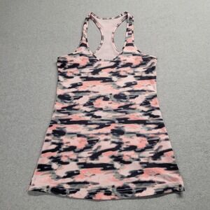 Lululemon Women Camo Cool‎ Racerback Tank Top Pink Gray Camoflague Size 8 Gym